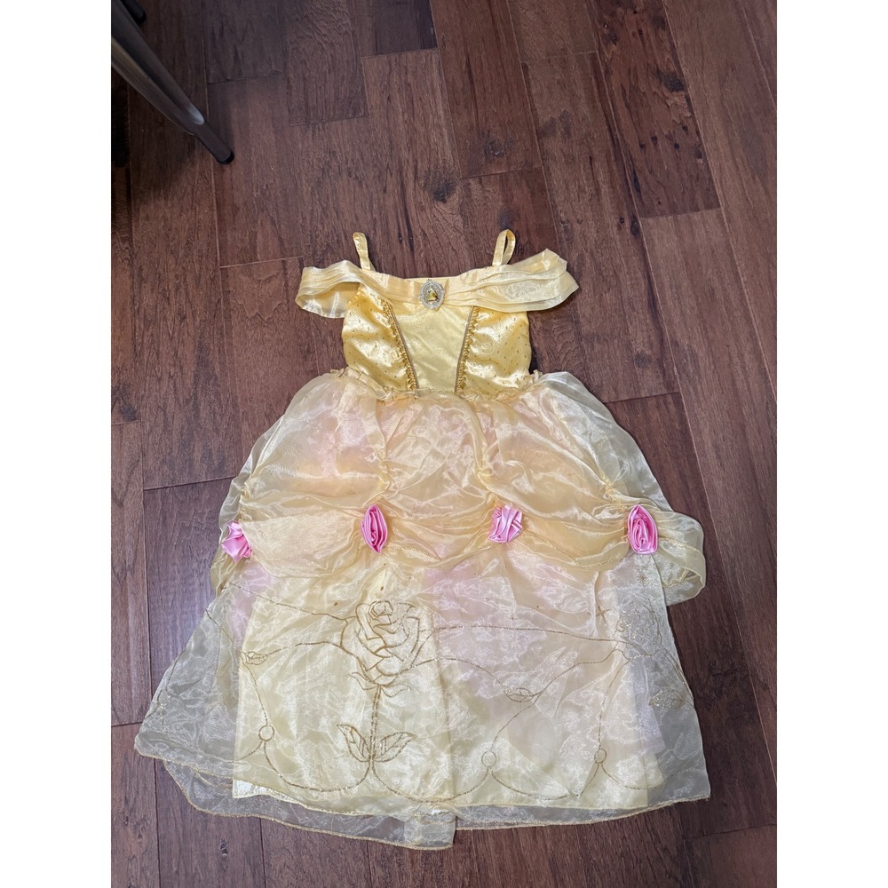 Disney Store Belle Costume Dress Beauty and the Beast Yellow Gold Girls 5/6